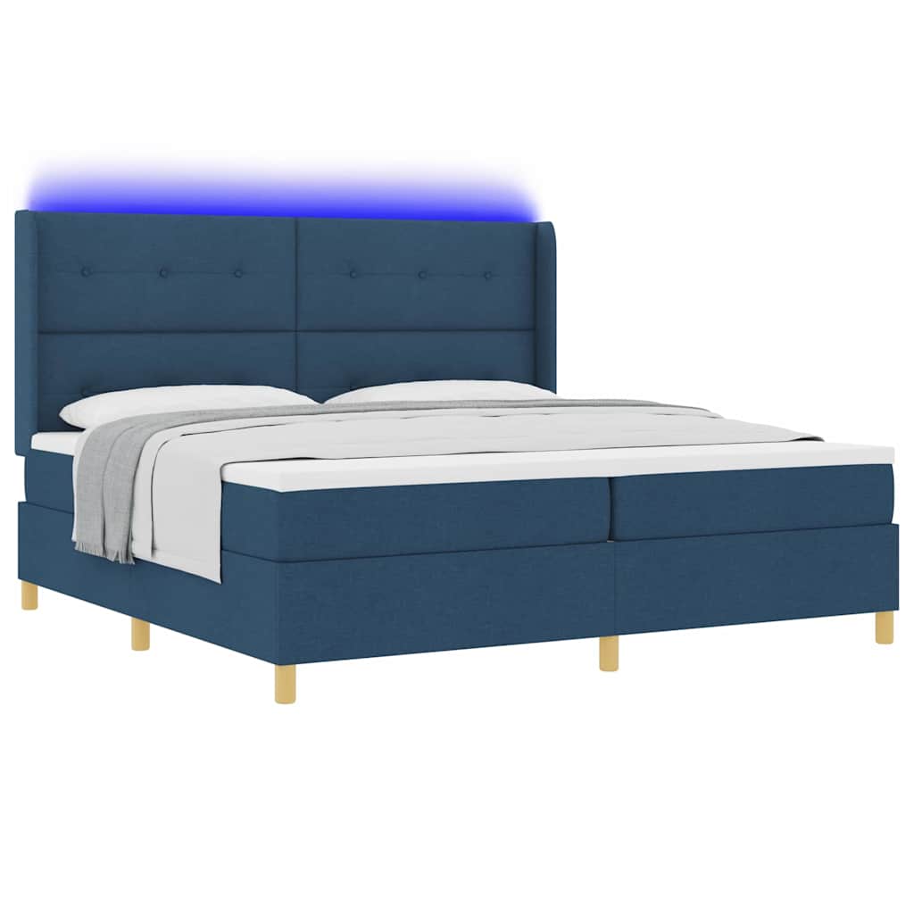 vidaXL Κρεβάτι με ελατήρια με κεφαλάρι Μπλε 200 x 200 cm ύφασμα
