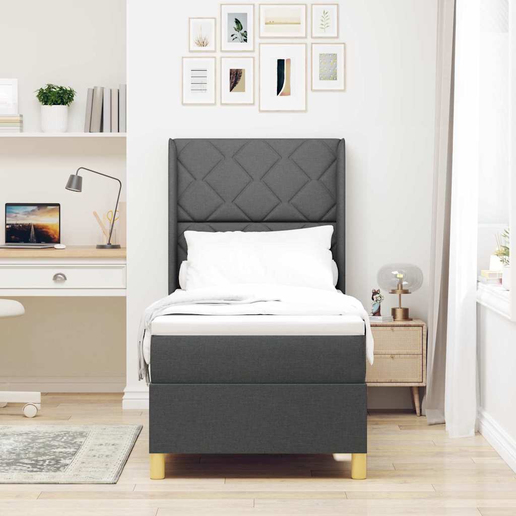 vidaXL Κρεβάτι με ελατήρια με κεφαλάρι Γκρι 80 x 200 cm ύφασμα