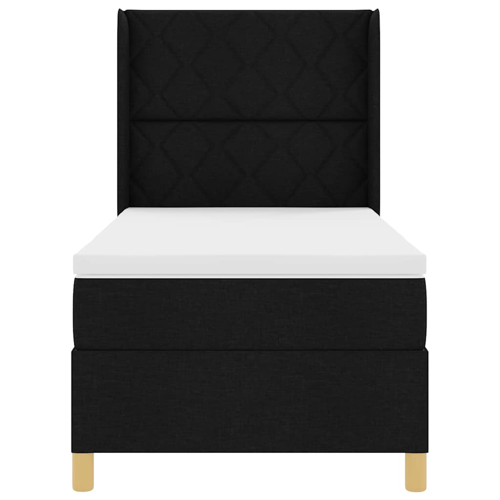 vidaXL Κρεβάτι με ελατήρια με κεφαλάρι Μαύρο 90 x 190 cm ύφασμα