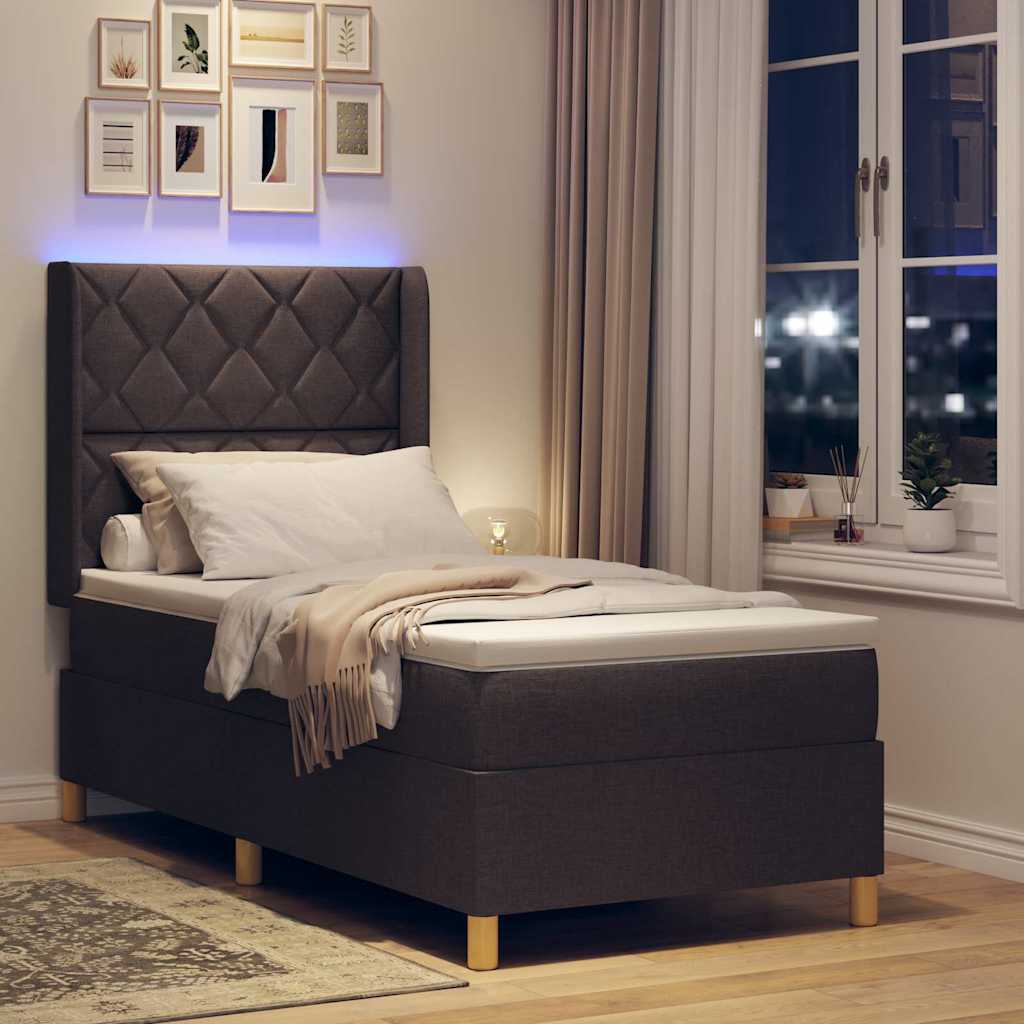vidaXL Κρεβάτι με ελατήρια με κεφαλάρι Καφέ 90 x 190 cm ύφασμα