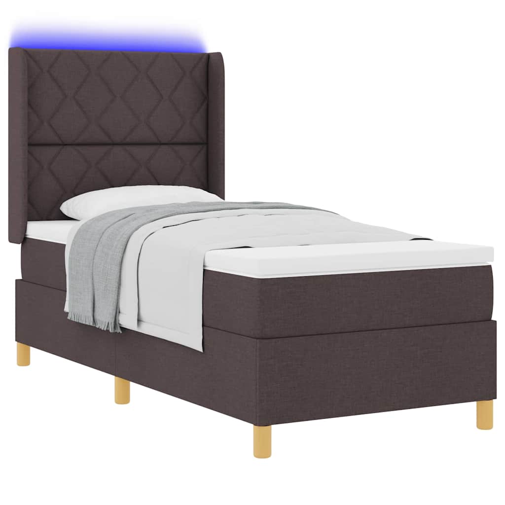 vidaXL Κρεβάτι με ελατήρια με κεφαλάρι Καφέ 90 x 190 cm ύφασμα
