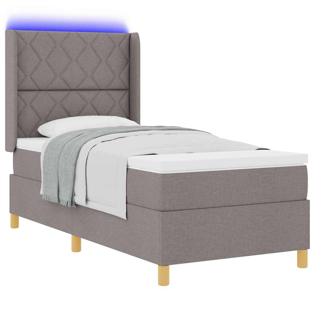 vidaXL Κρεβάτι με ελατήρια με κεφαλάρι Taupe 90 x 190 cm ύφασμα