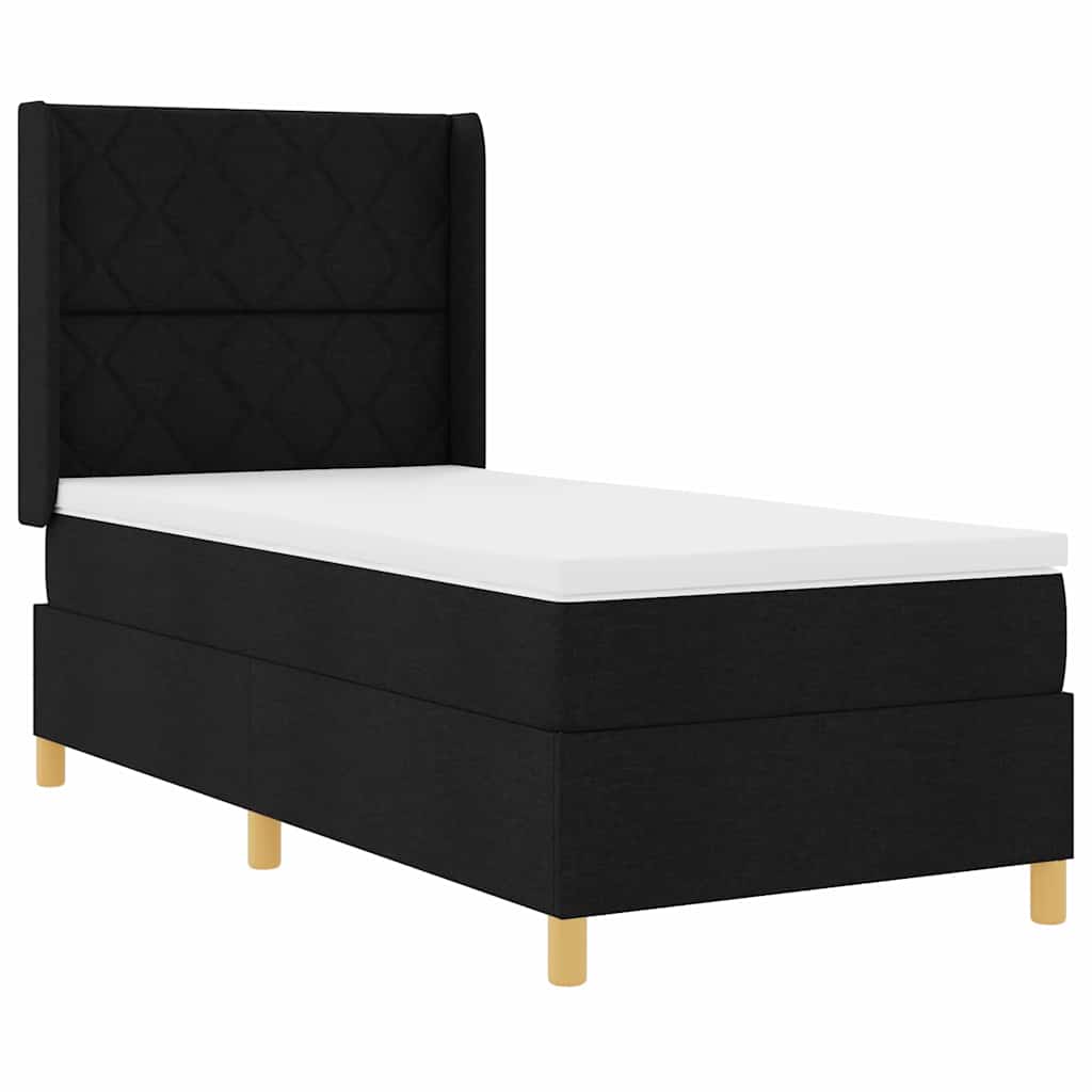 vidaXL Κρεβάτι με ελατήρια με κεφαλάρι Μαύρο 90 x 200 cm ύφασμα