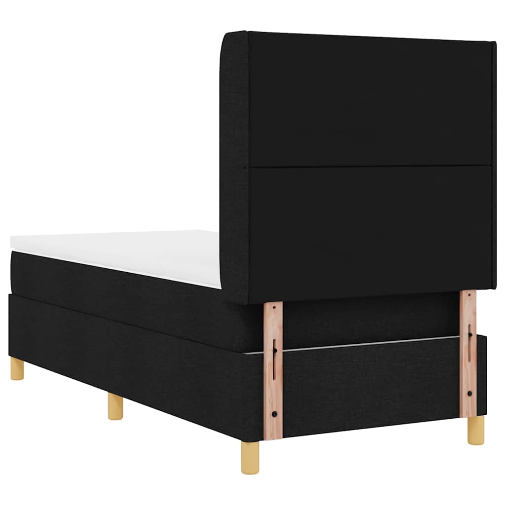 vidaXL Κρεβάτι με ελατήρια με κεφαλάρι Μαύρο 90 x 200 cm ύφασμα
