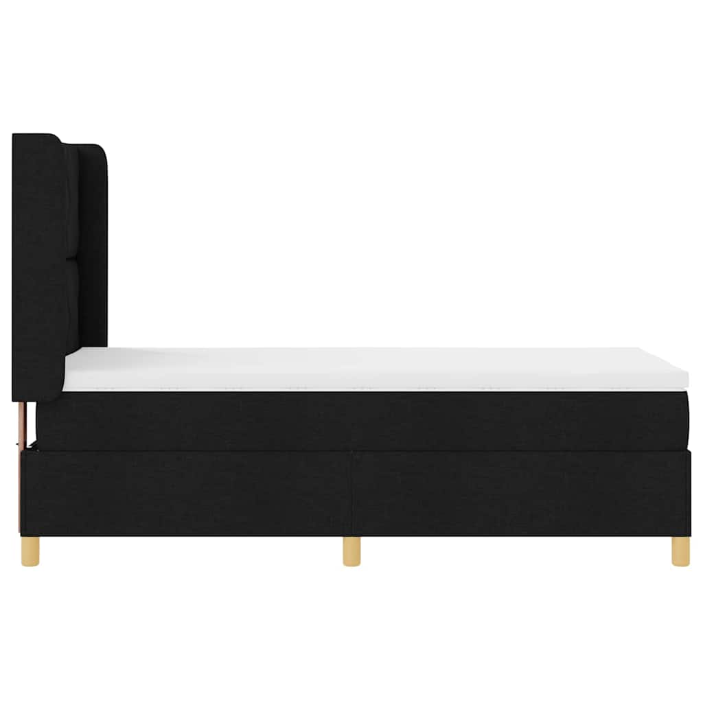 vidaXL Κρεβάτι με ελατήρια με κεφαλάρι Μαύρο 90 x 200 cm ύφασμα
