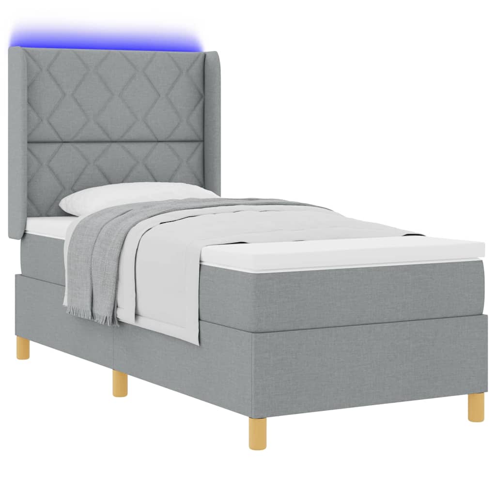 vidaXL Κρεβάτι με ελατήρια Ανοιχτό γκρι 100 x 200 cm ύφασμα