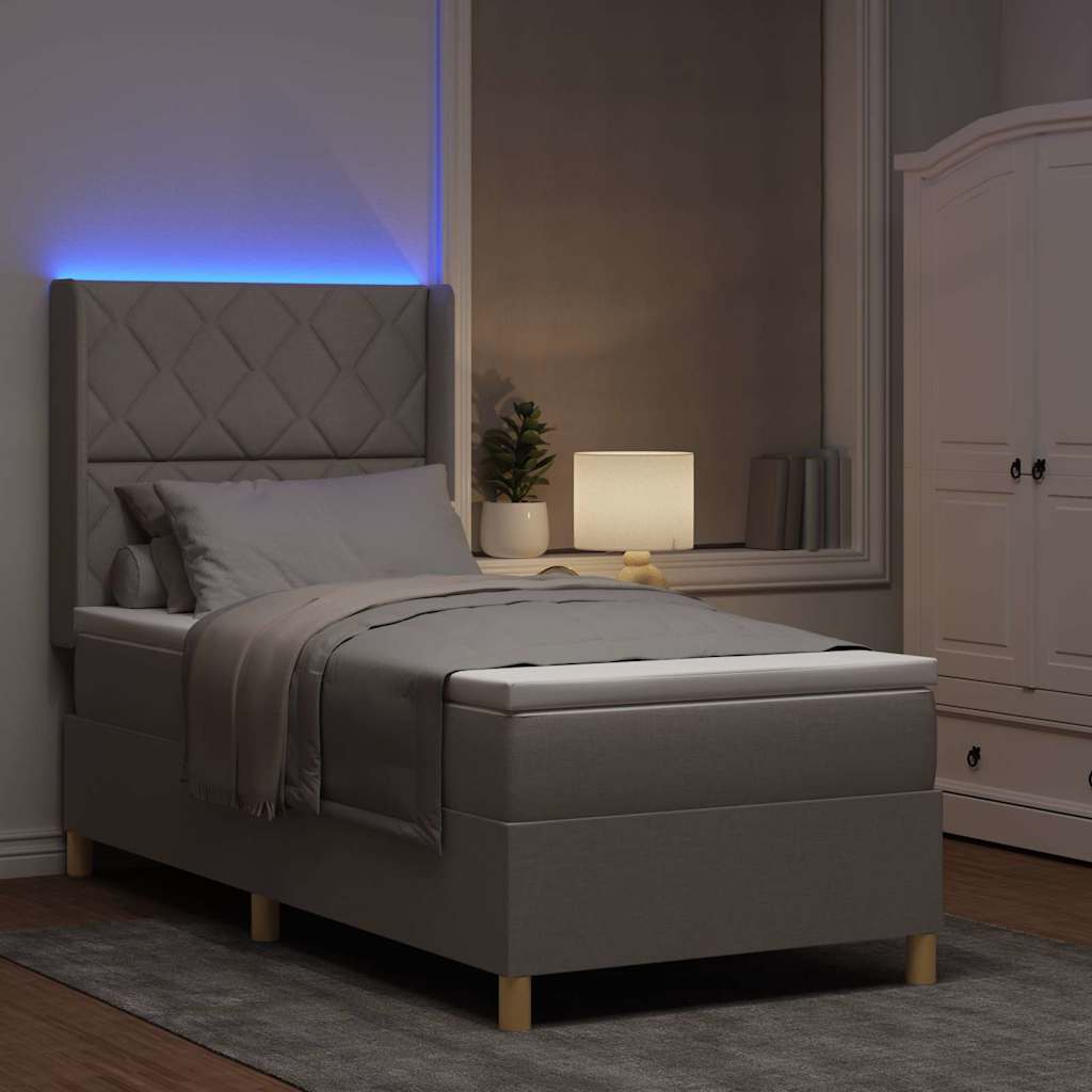 vidaXL Κρεβάτι με ελατήρια με κεφαλάρι Taupe 100 x 200 cm ύφασμα