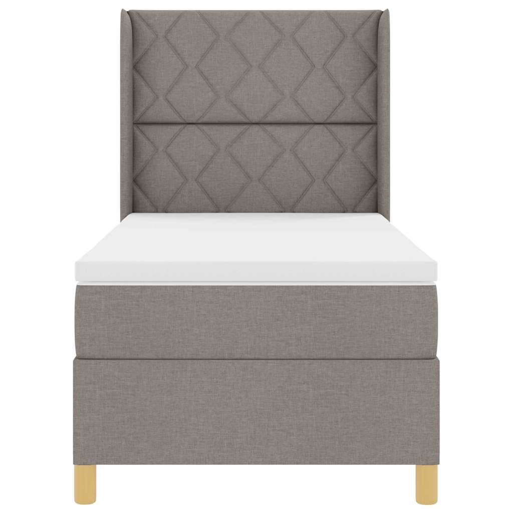 vidaXL Κρεβάτι με ελατήρια με κεφαλάρι Taupe 100 x 200 cm ύφασμα