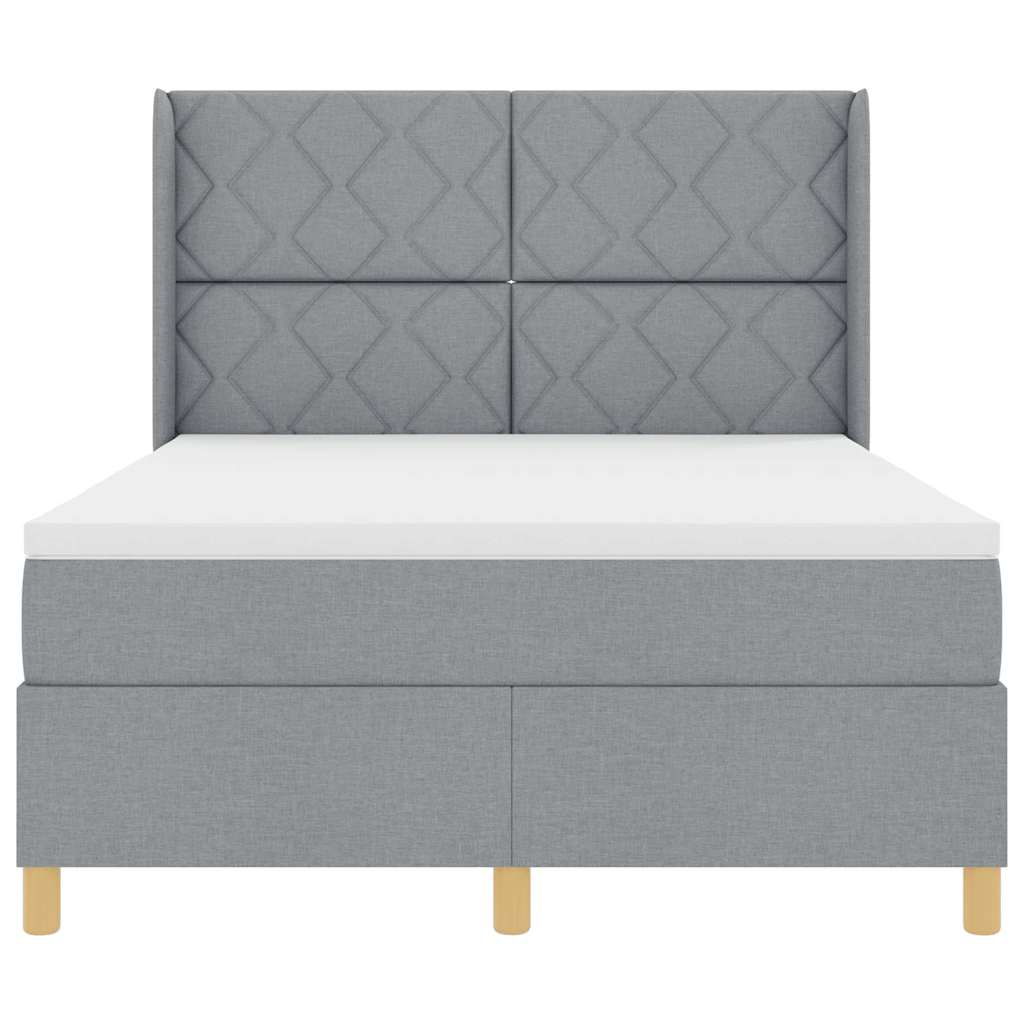 vidaXL Κρεβάτι με ελατήρια Ανοιχτό γκρι 140 x 190 cm ύφασμα