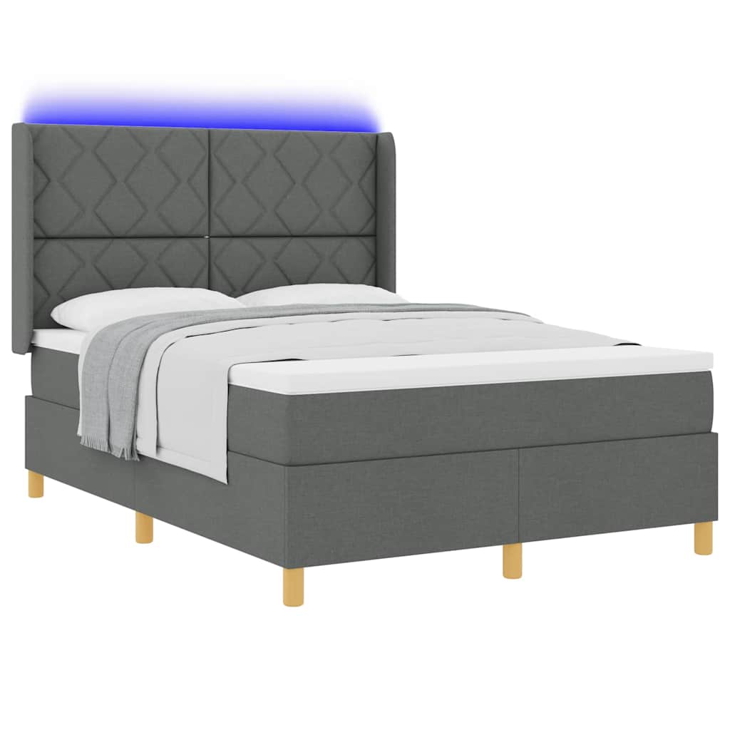 vidaXL Κρεβάτι με ελατήρια με κεφαλάρι Γκρι 140 x 190 cm ύφασμα