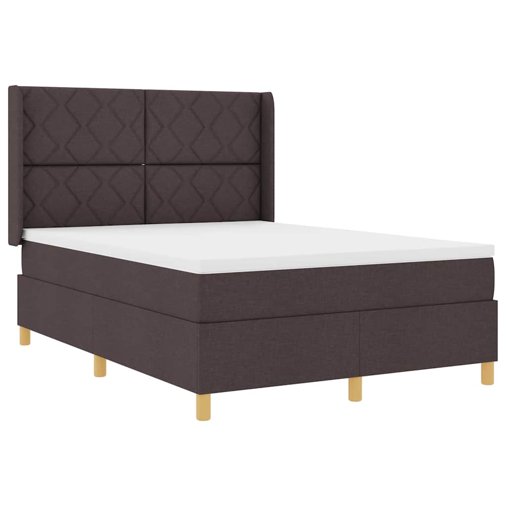 vidaXL Κρεβάτι με ελατήρια με κεφαλάρι Καφέ 140 x 190 cm ύφασμα