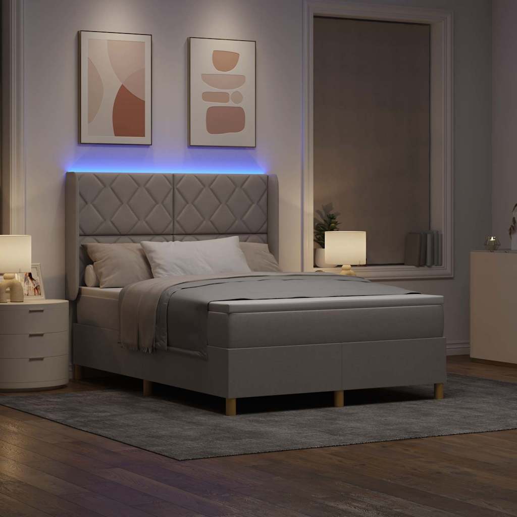 vidaXL Κρεβάτι με ελατήρια με κεφαλάρι Taupe 140 x 190 cm ύφασμα