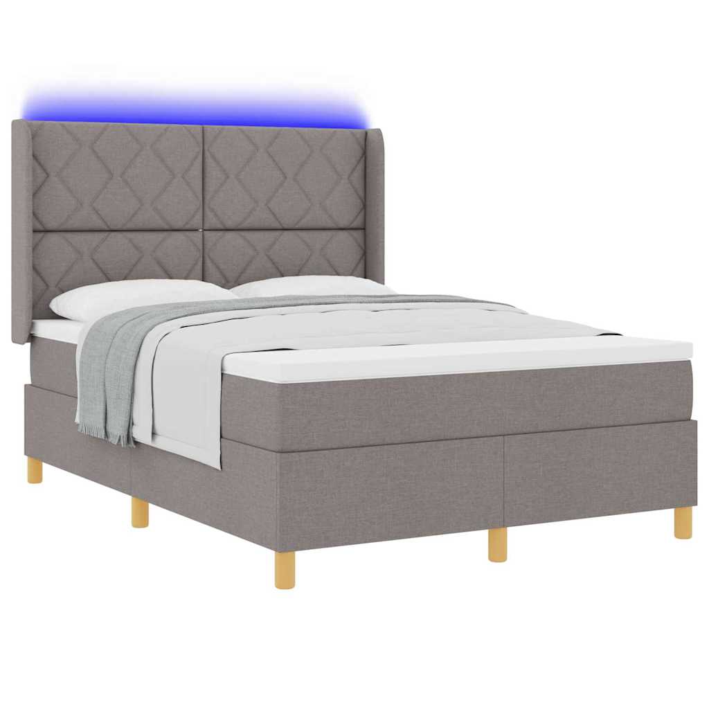 vidaXL Κρεβάτι με ελατήρια με κεφαλάρι Taupe 140 x 190 cm ύφασμα