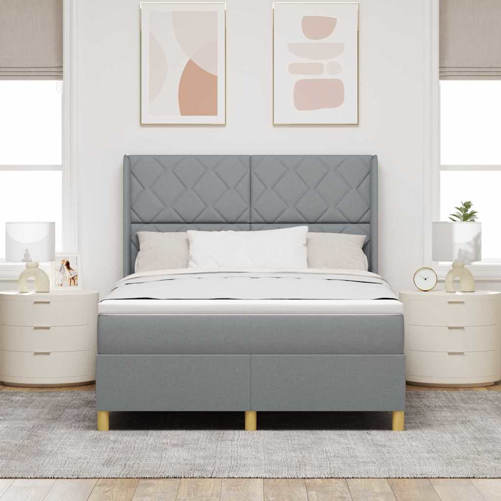 vidaXL Κρεβάτι με ελατήρια Ανοιχτό γκρι 140 x 200 cm ύφασμα