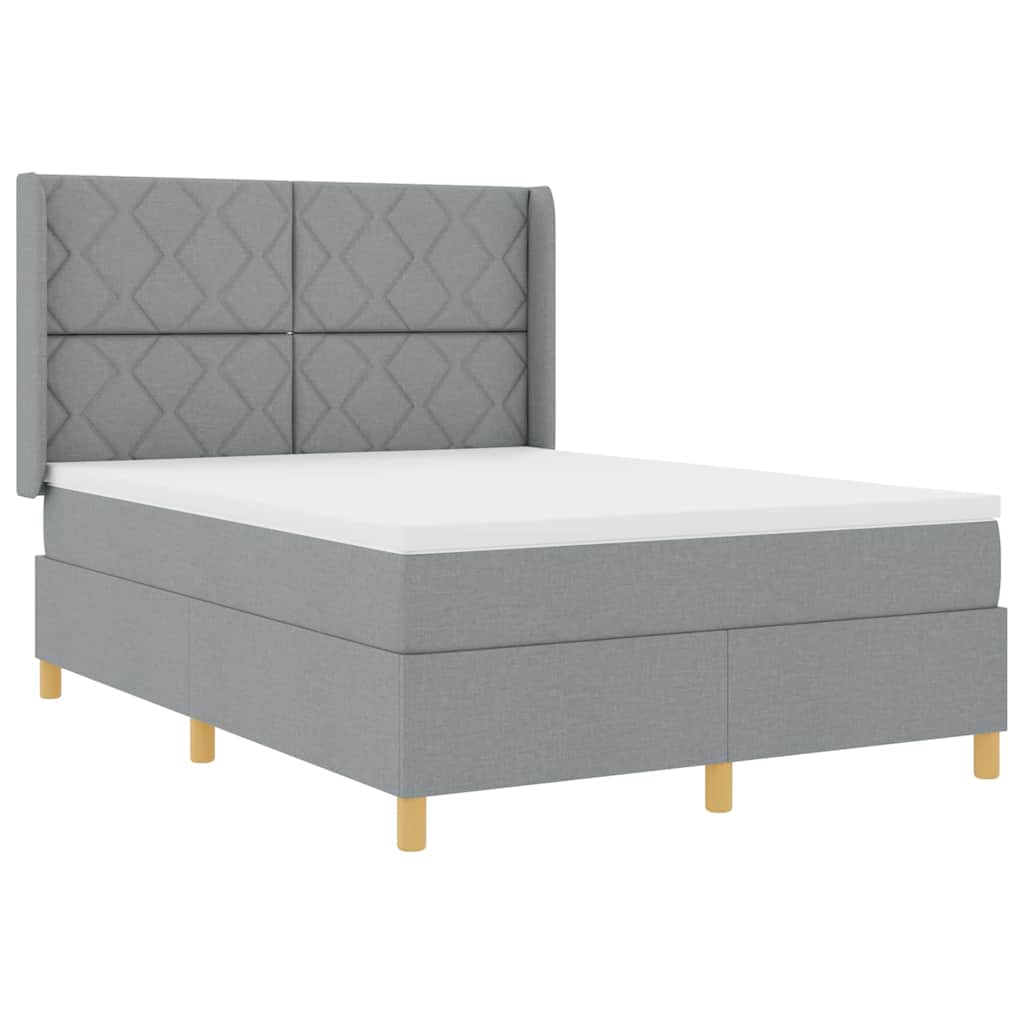 vidaXL Κρεβάτι με ελατήρια Ανοιχτό γκρι 140 x 200 cm ύφασμα
