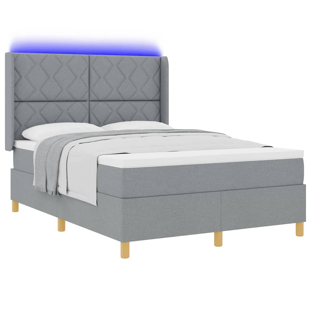vidaXL Κρεβάτι με ελατήρια Ανοιχτό γκρι 140 x 200 cm ύφασμα