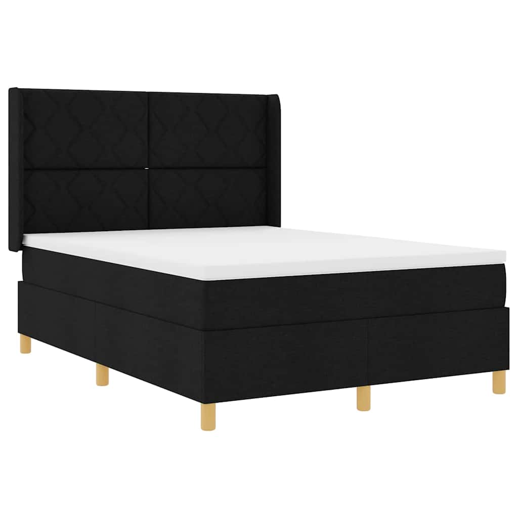 vidaXL Κρεβάτι με ελατήρια με κεφαλάρι Μαύρο 140 x 200 cm ύφασμα