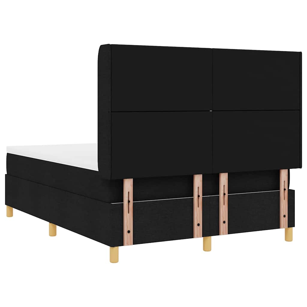 vidaXL Κρεβάτι με ελατήρια με κεφαλάρι Μαύρο 140 x 200 cm ύφασμα
