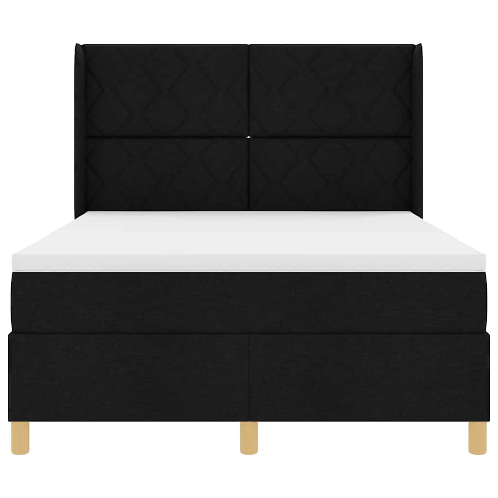 vidaXL Κρεβάτι με ελατήρια με κεφαλάρι Μαύρο 140 x 200 cm ύφασμα