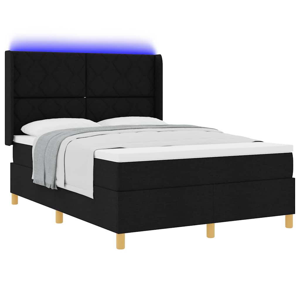 vidaXL Κρεβάτι με ελατήρια με κεφαλάρι Μαύρο 140 x 200 cm ύφασμα