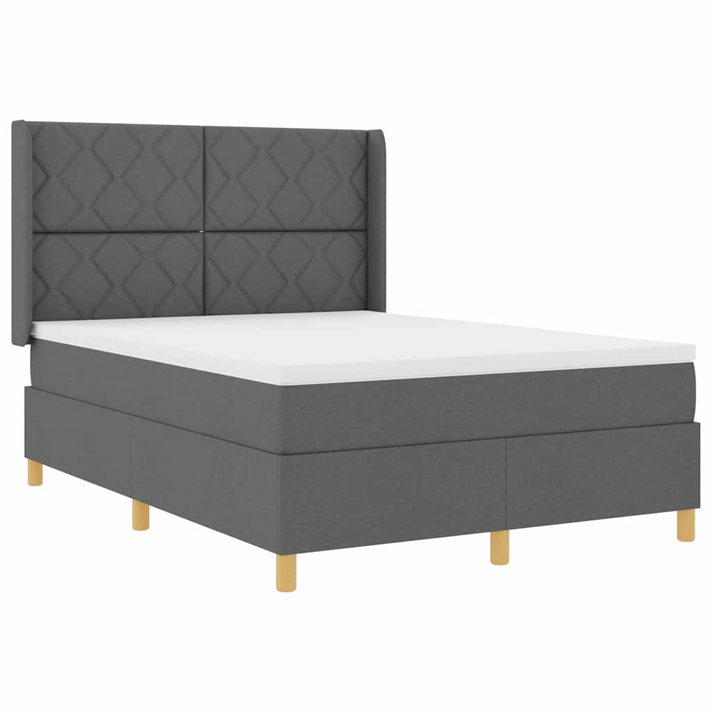 vidaXL Κρεβάτι με ελατήρια με κεφαλάρι Γκρι 160 x 200 cm ύφασμα