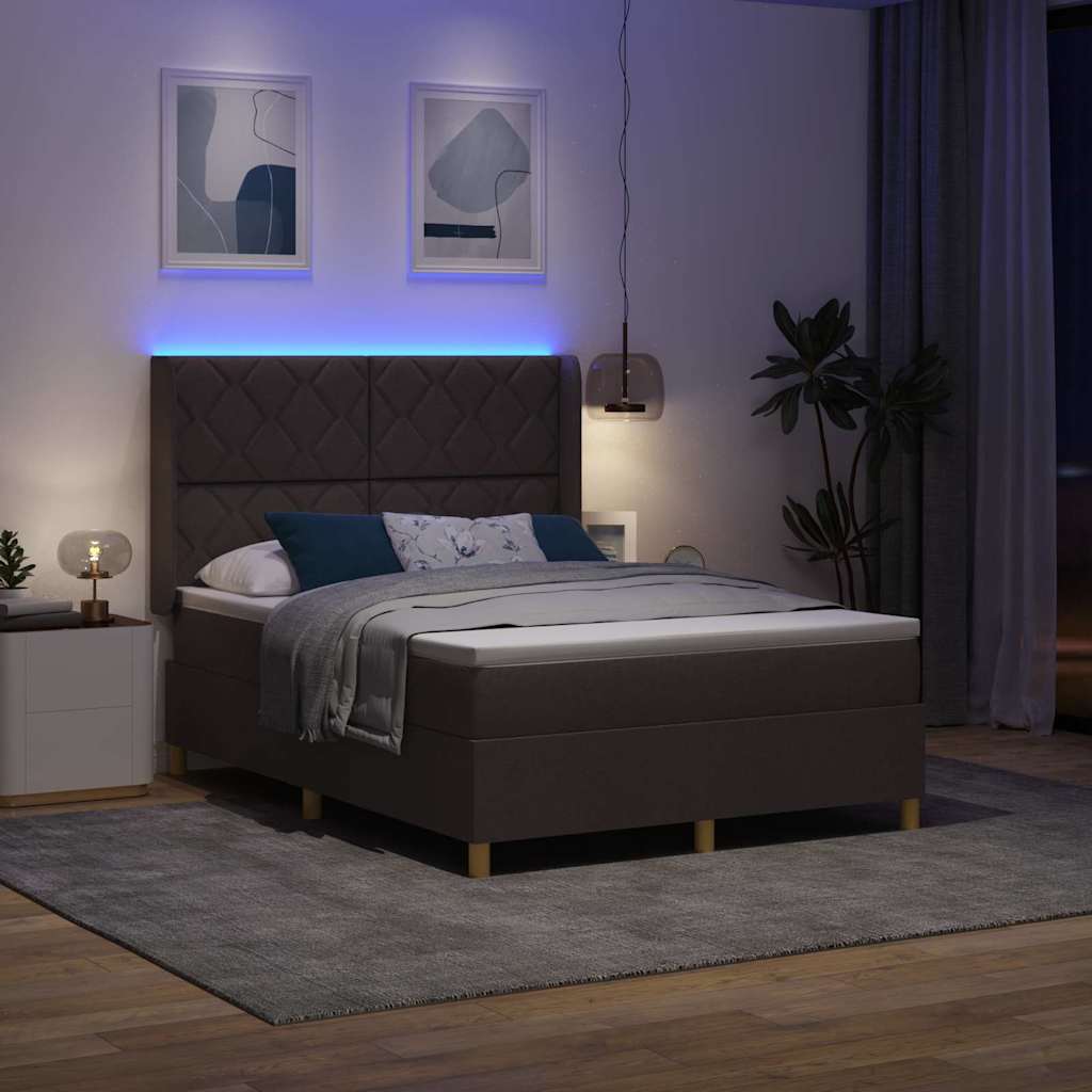 vidaXL Κρεβάτι με ελατήρια με κεφαλάρι Καφέ 160 x 200 cm ύφασμα