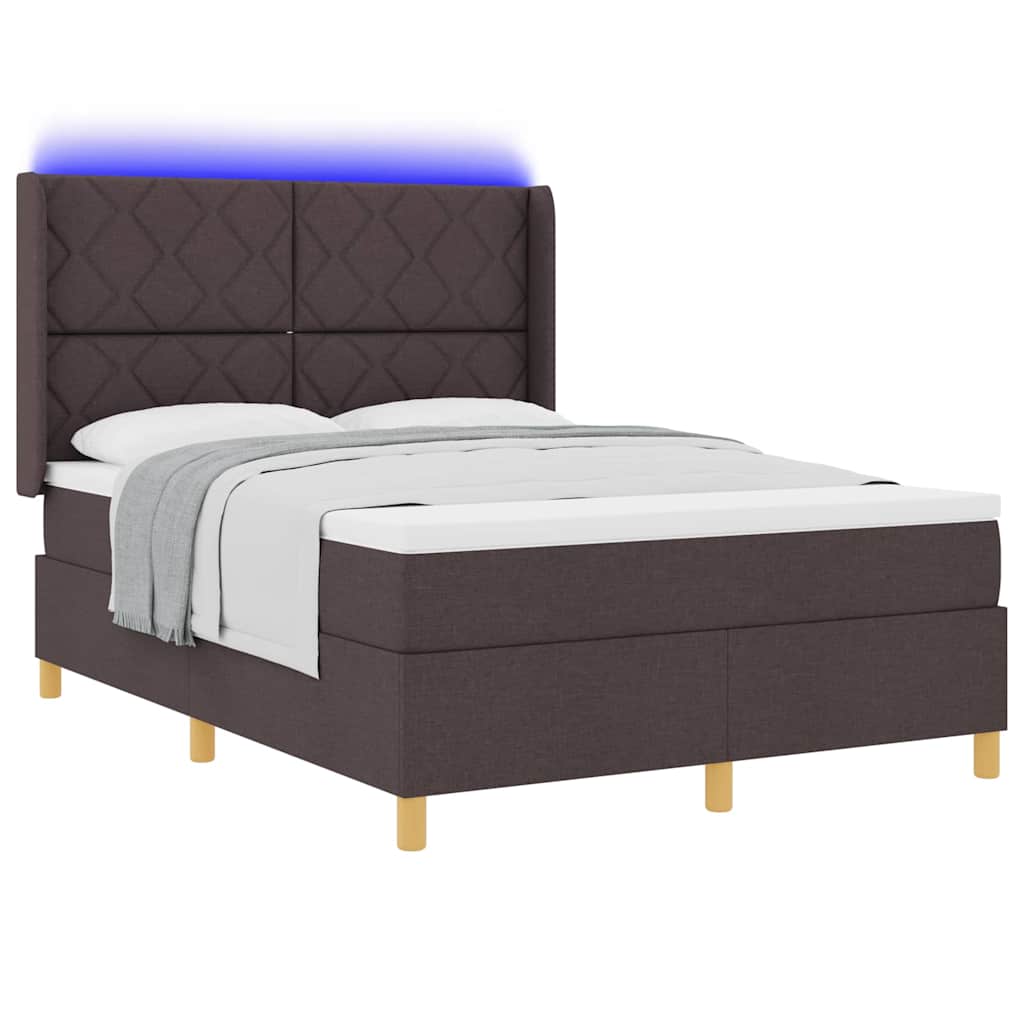 vidaXL Κρεβάτι με ελατήρια με κεφαλάρι Καφέ 160 x 200 cm ύφασμα