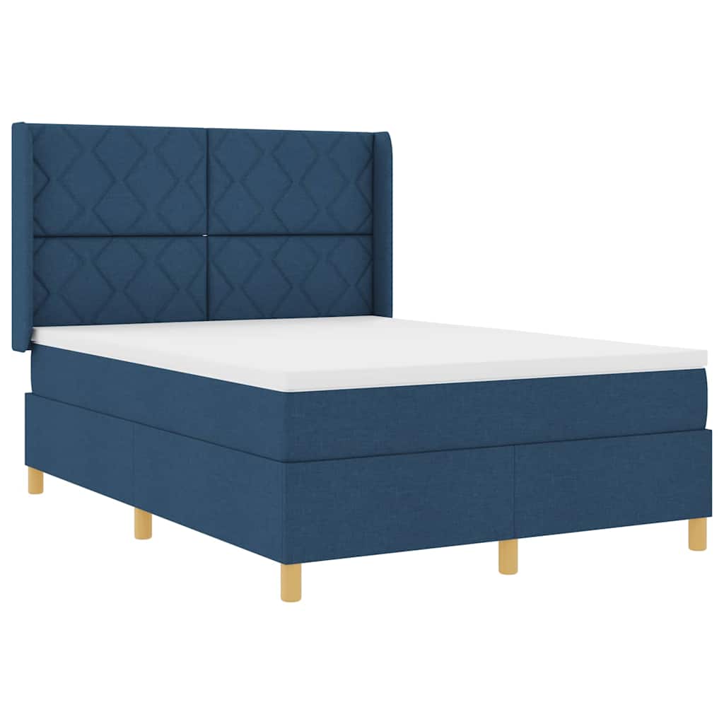 vidaXL Κρεβάτι με ελατήρια με κεφαλάρι Μπλε 160 x 200 cm ύφασμα