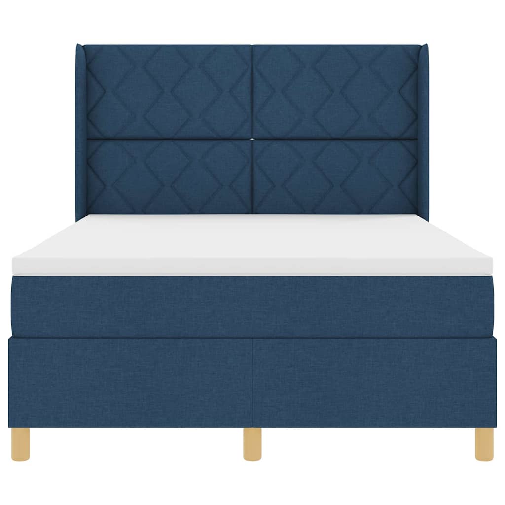 vidaXL Κρεβάτι με ελατήρια με κεφαλάρι Μπλε 160 x 200 cm ύφασμα