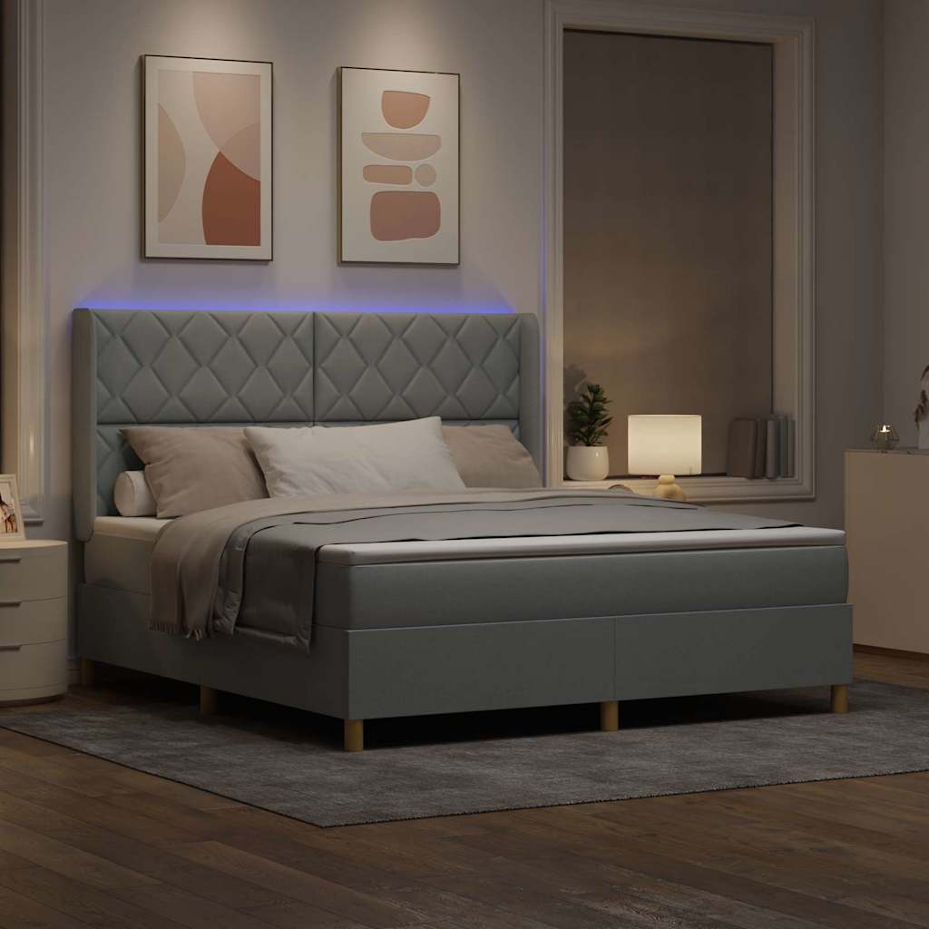 vidaXL Κρεβάτι με ελατήρια Ανοιχτό γκρι 180 x 200 cm ύφασμα