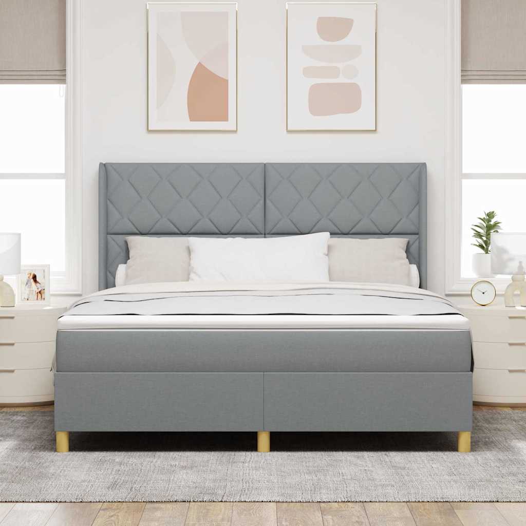 vidaXL Κρεβάτι με ελατήρια Ανοιχτό γκρι 180 x 200 cm ύφασμα