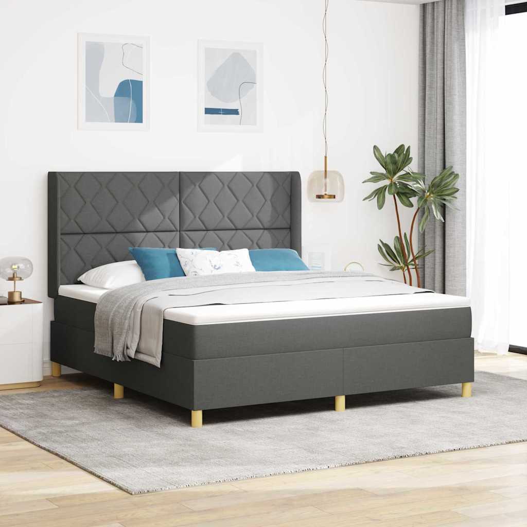 vidaXL Κρεβάτι με ελατήρια με κεφαλάρι Γκρι 180 x 200 cm ύφασμα