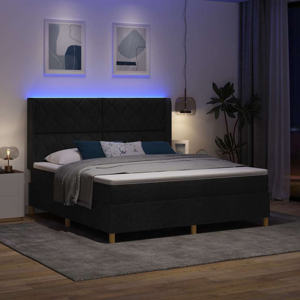 vidaXL Κρεβάτι με ελατήρια με κεφαλάρι Μαύρο 180 x 200 cm ύφασμα