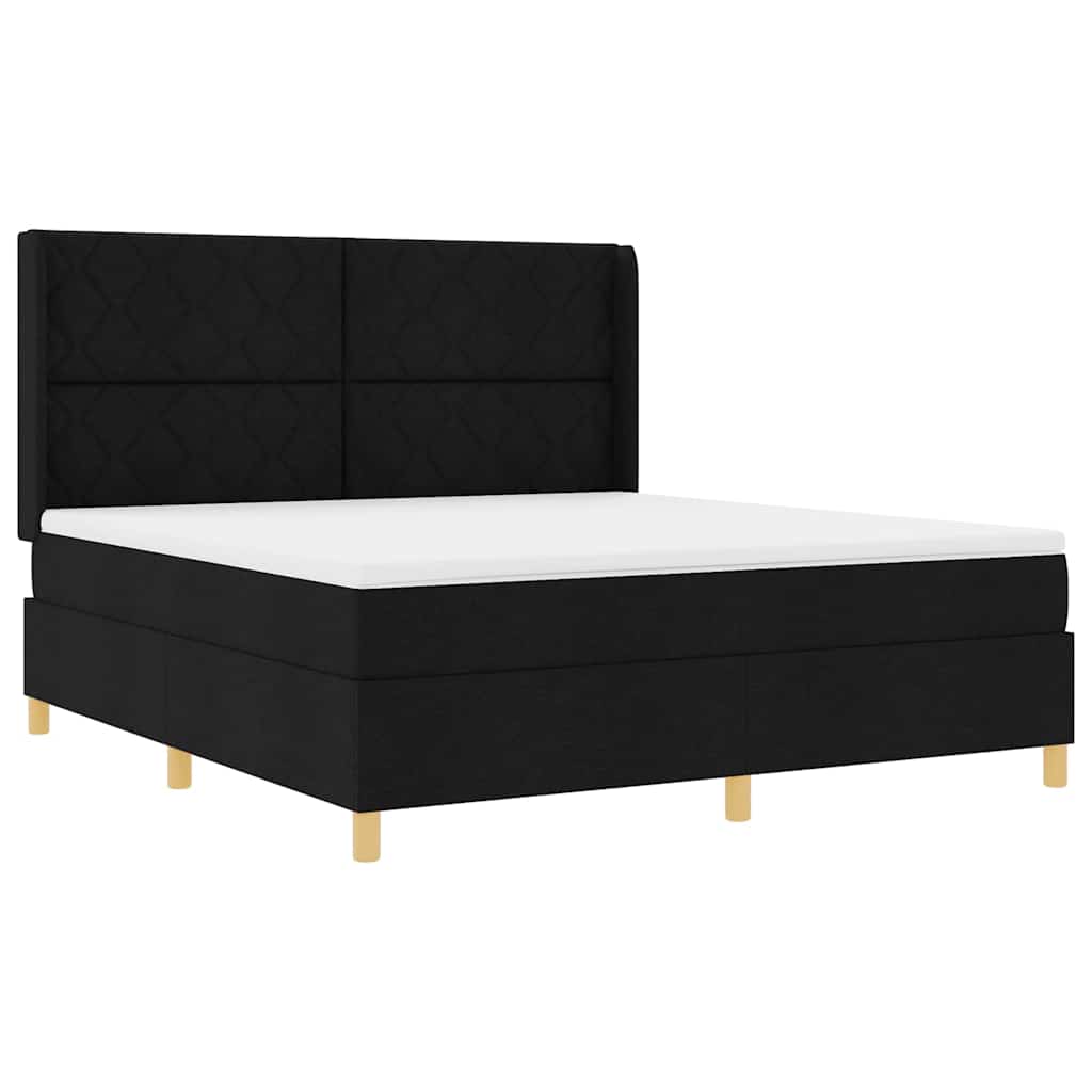 vidaXL Κρεβάτι με ελατήρια με κεφαλάρι Μαύρο 180 x 200 cm ύφασμα