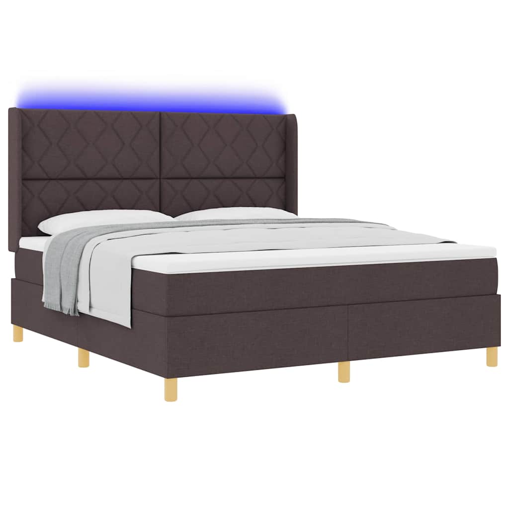 vidaXL Κρεβάτι με ελατήρια με κεφαλάρι Καφέ 180 x 200 cm ύφασμα