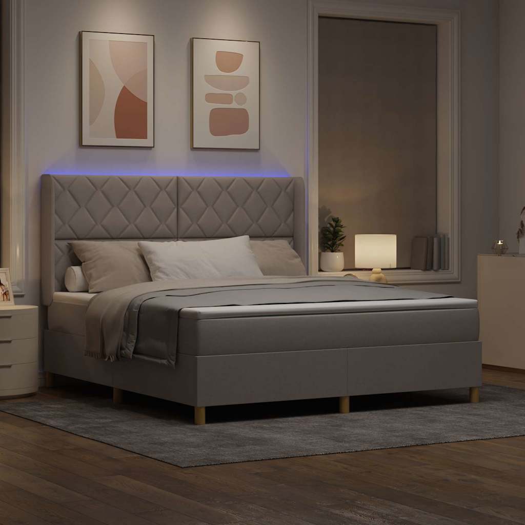 vidaXL Κρεβάτι με ελατήρια με κεφαλάρι Taupe 180 x 200 cm ύφασμα