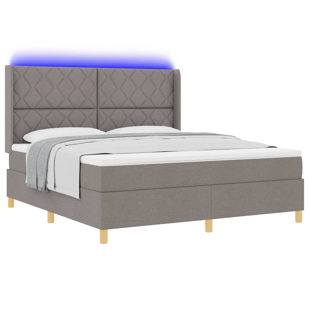 vidaXL Κρεβάτι με ελατήρια με κεφαλάρι Taupe 180 x 200 cm ύφασμα