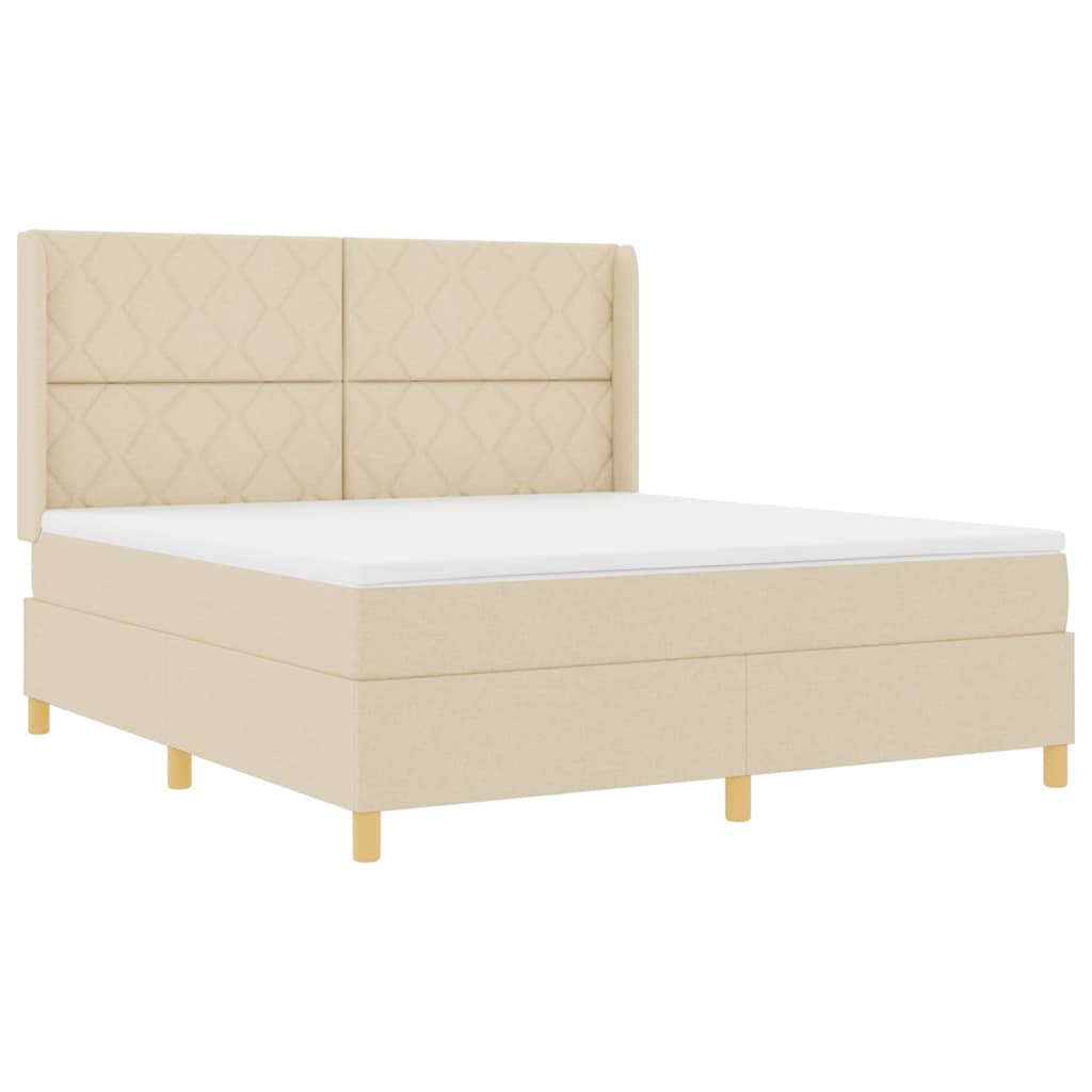vidaXL Κρεβάτι με ελατήρια με κεφαλάρι Κρεμ 180 x 200 cm ύφασμα