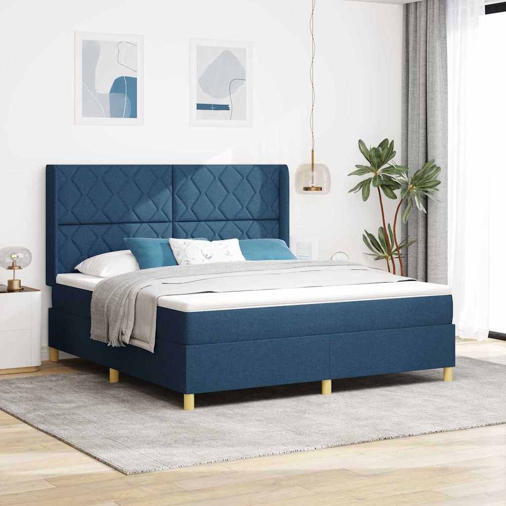 vidaXL Κρεβάτι με ελατήρια με κεφαλάρι Μπλε 180 x 200 cm ύφασμα