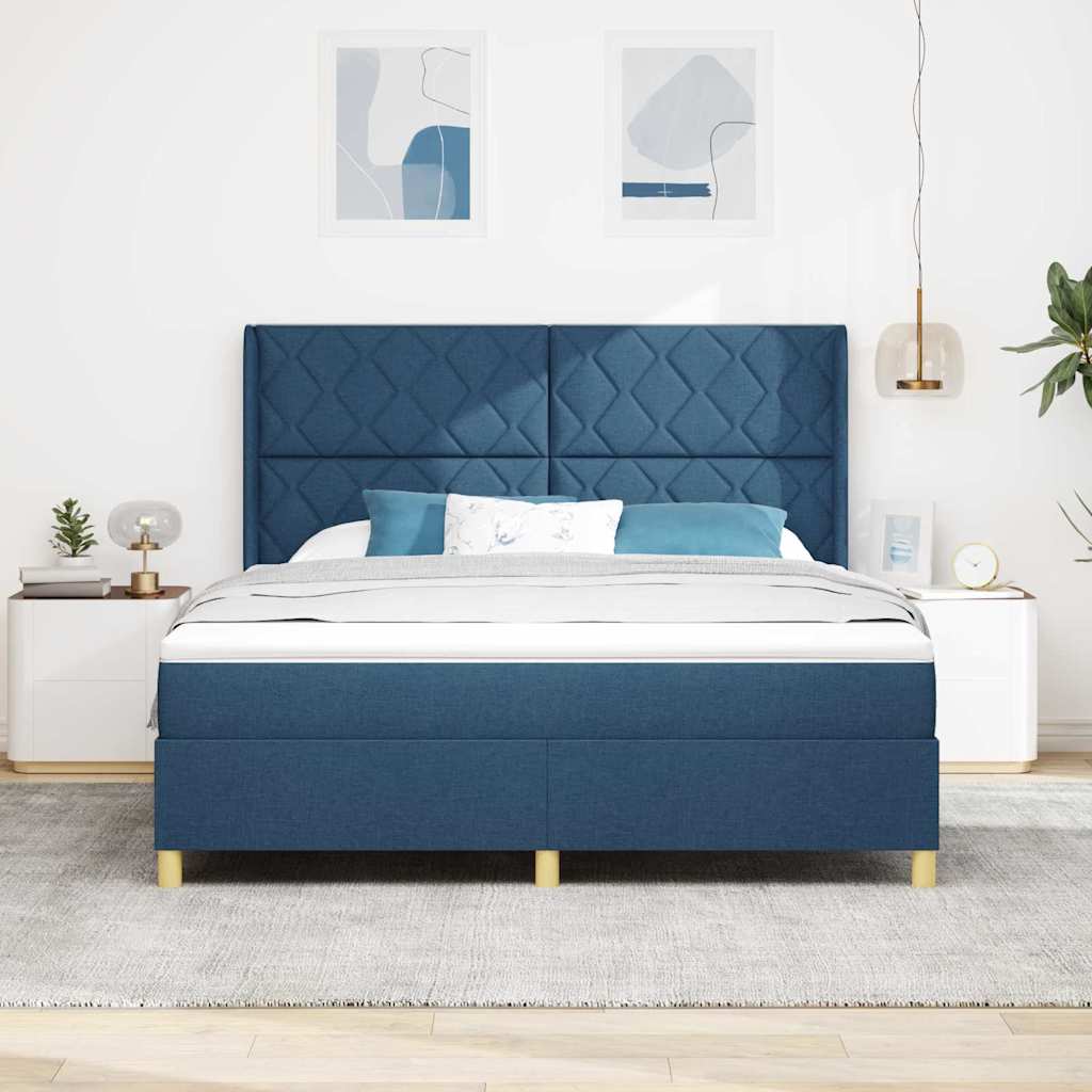 vidaXL Κρεβάτι με ελατήρια με κεφαλάρι Μπλε 180 x 200 cm ύφασμα