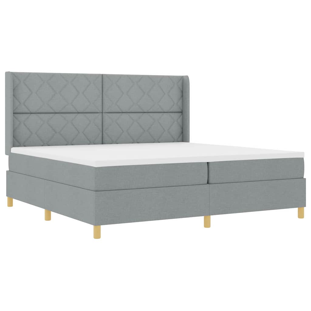 vidaXL Κρεβάτι με ελατήρια Ανοιχτό γκρι 200 x 200 cm ύφασμα