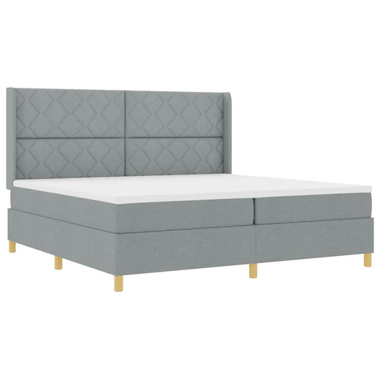 vidaXL Κρεβάτι με ελατήρια Ανοιχτό γκρι 200 x 200 cm ύφασμα