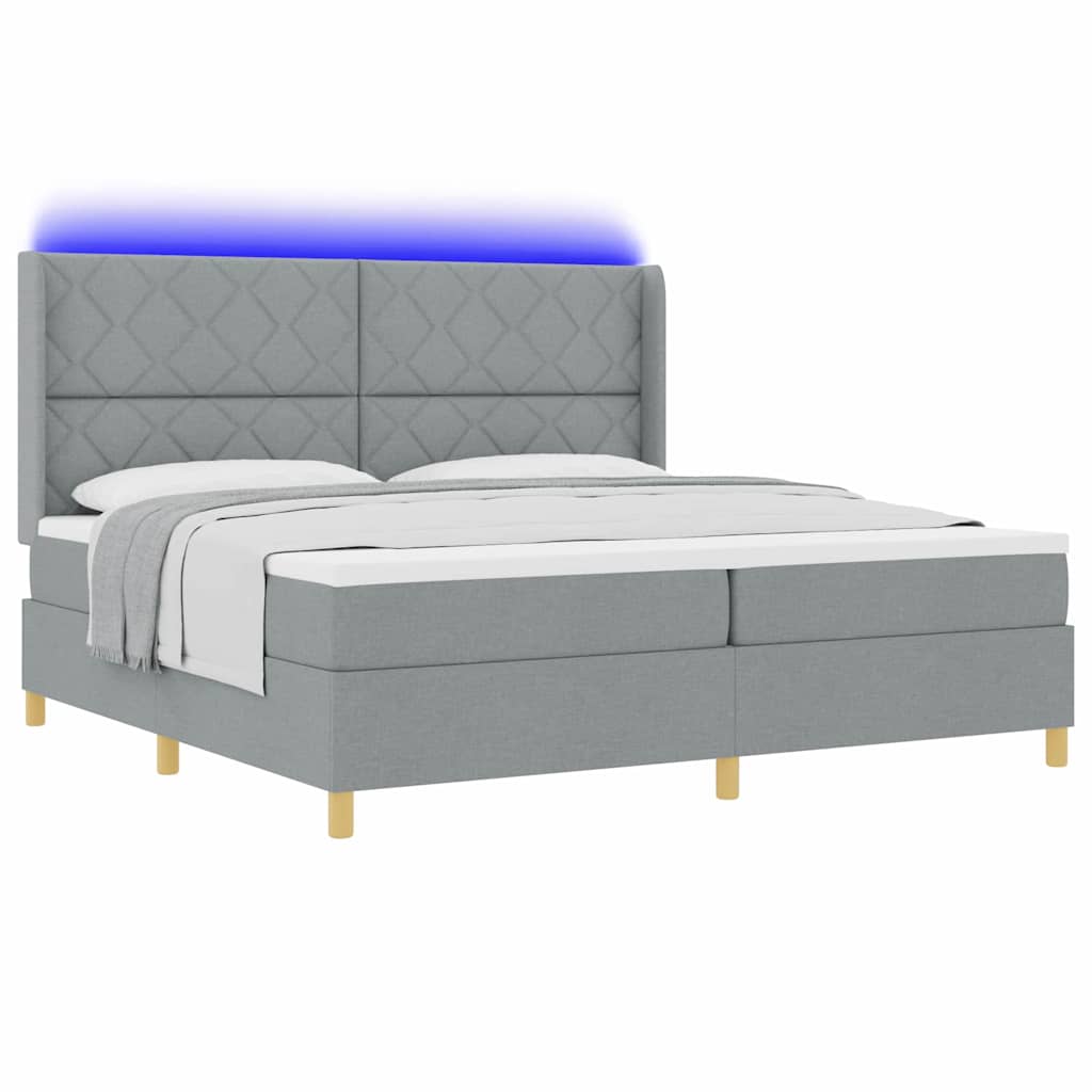 vidaXL Κρεβάτι με ελατήρια Ανοιχτό γκρι 200 x 200 cm ύφασμα