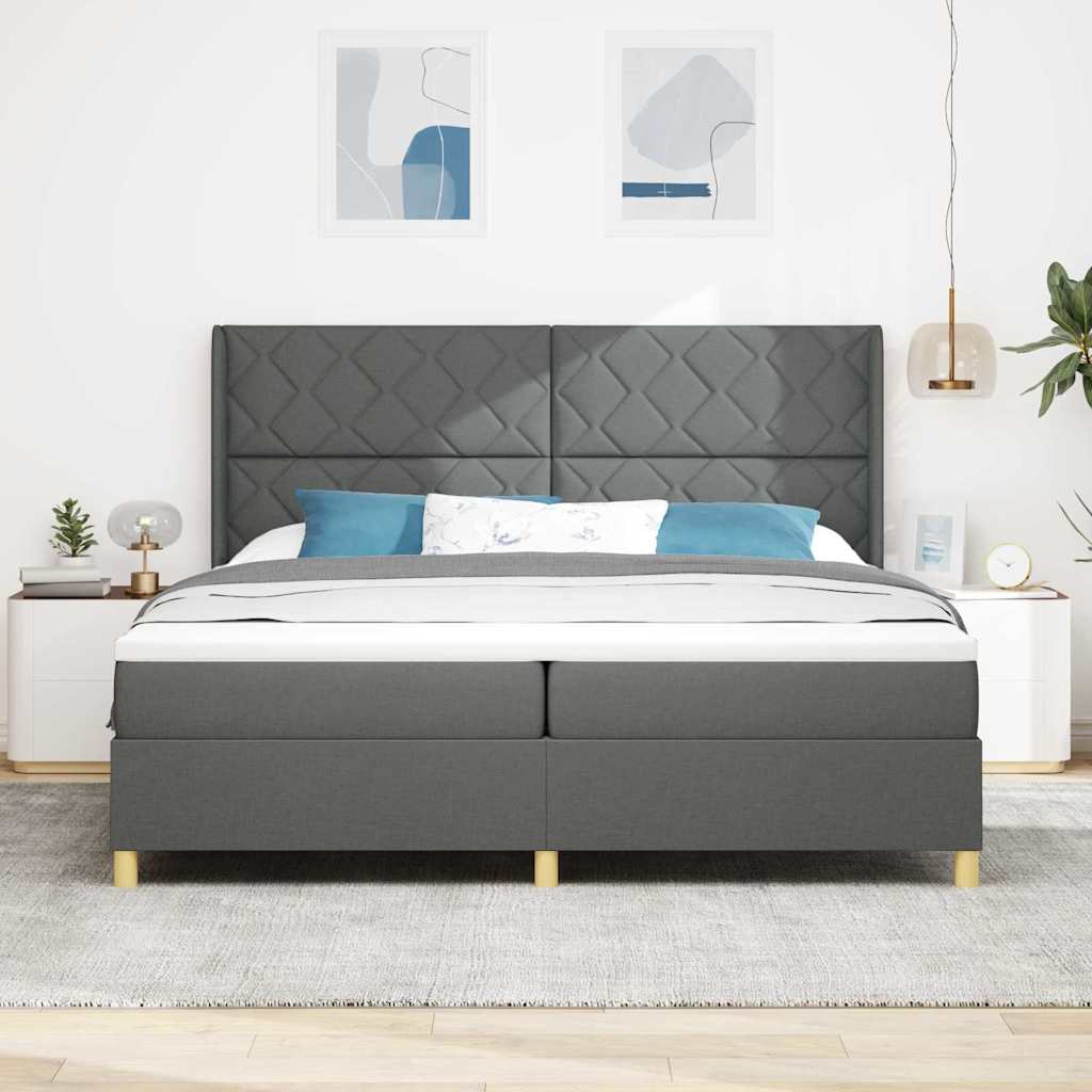 vidaXL Κρεβάτι με ελατήρια με κεφαλάρι Γκρι 200 x 200 cm ύφασμα