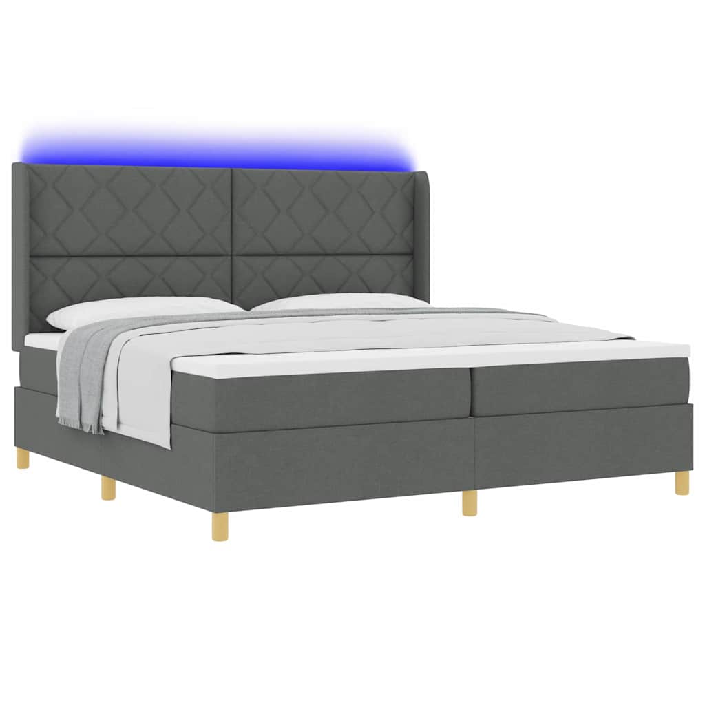 vidaXL Κρεβάτι με ελατήρια με κεφαλάρι Γκρι 200 x 200 cm ύφασμα