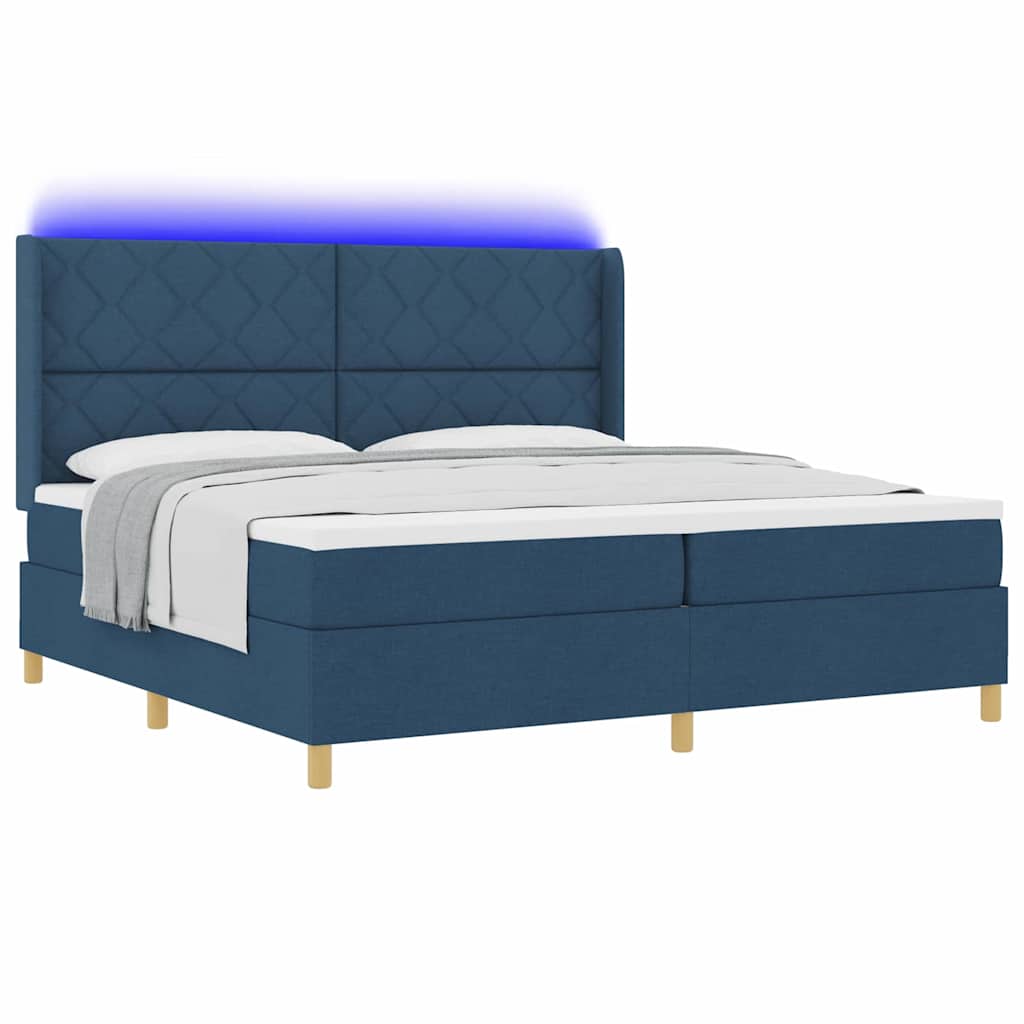 vidaXL Κρεβάτι με ελατήρια με κεφαλάρι Μπλε 200 x 200 cm ύφασμα