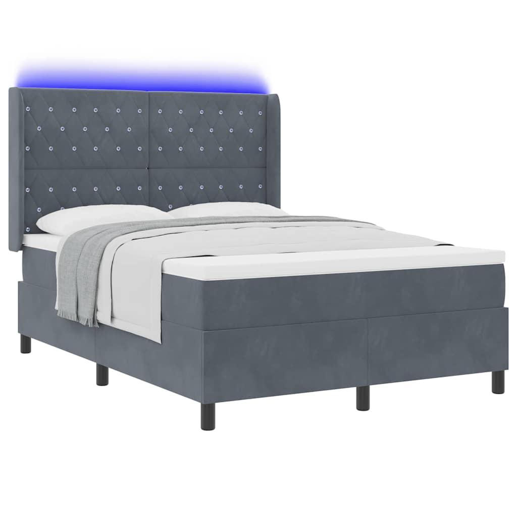 vidaXL Κρεβάτι με ελατήρια Σκούρο Γκρι 140 x 190 cm Βελούδο