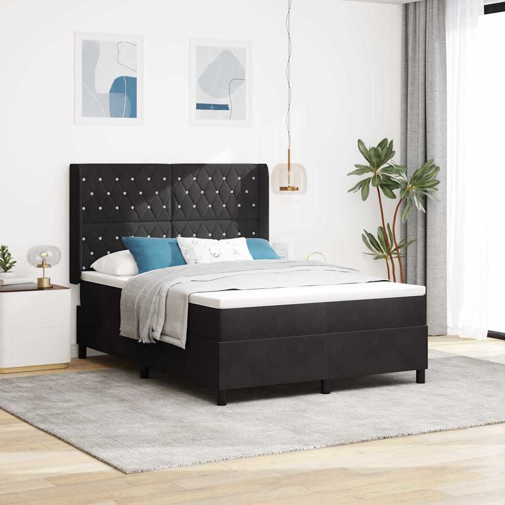 vidaXL Κρεβάτι με ελατήρια Μαύρο 140 x 190 cm Βελούδο