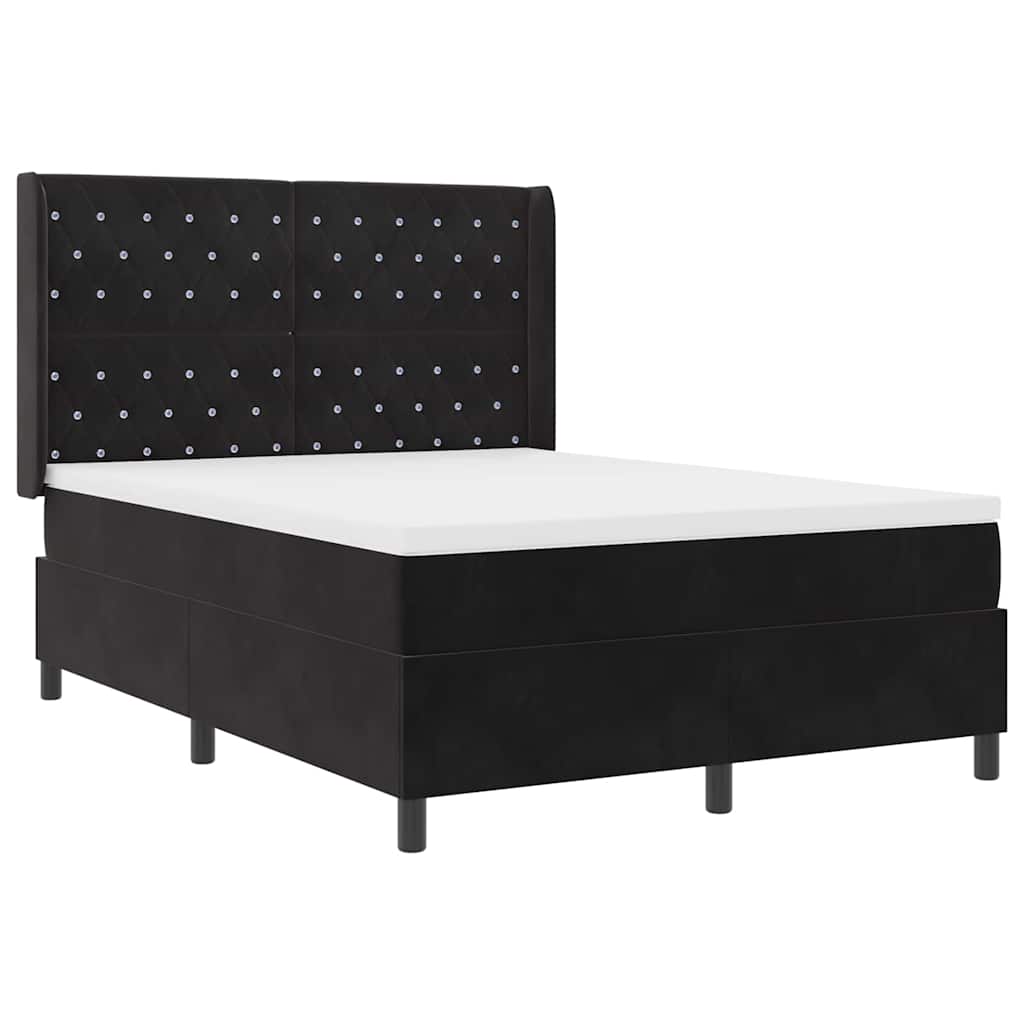 vidaXL Κρεβάτι με ελατήρια Μαύρο 140 x 190 cm Βελούδο