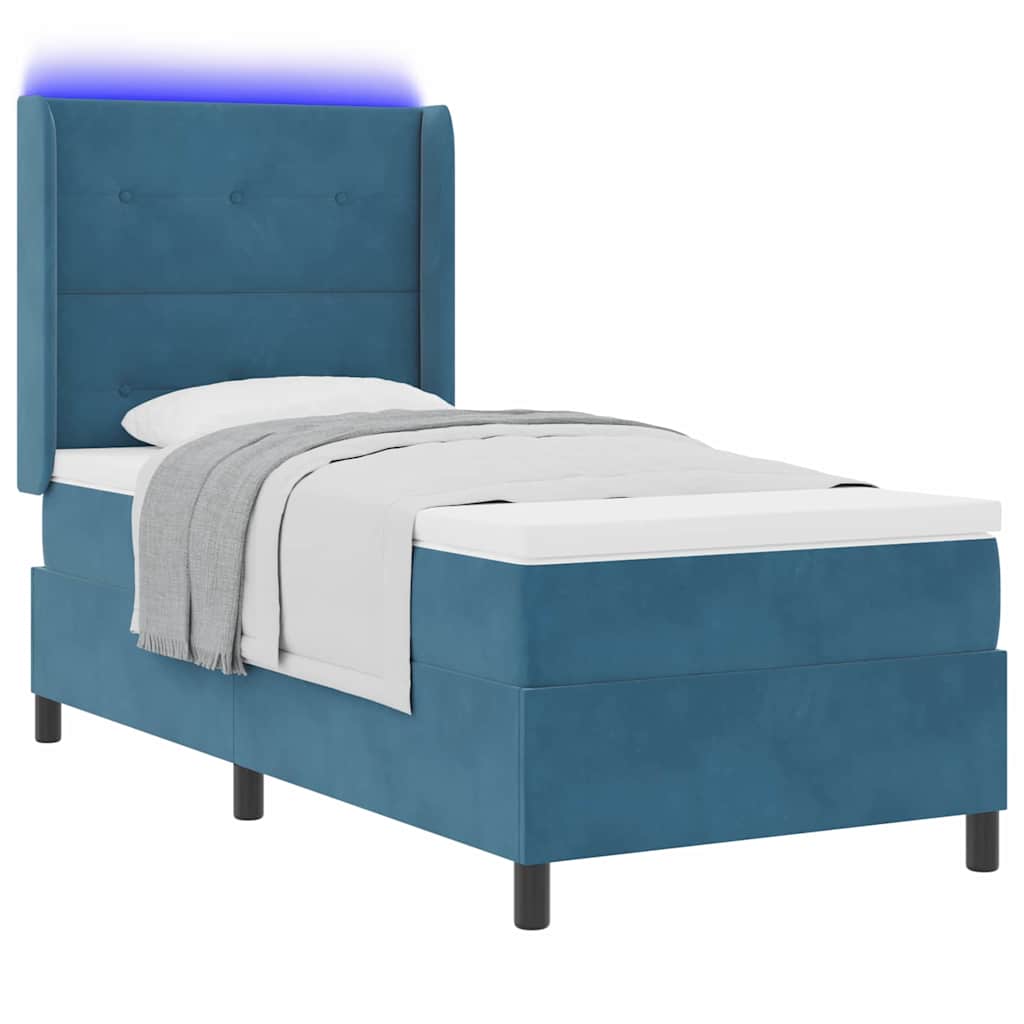 vidaXL Κρεβάτι με ελατήρια με κεφαλάρι Μπλε 80 x 200 cm Βελούδο